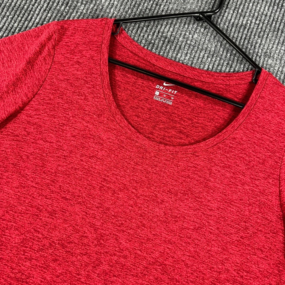 Nike Dri Fit Shirt Womens XL Red Scoop Neck Short Sleeve Athletic Gym Workout